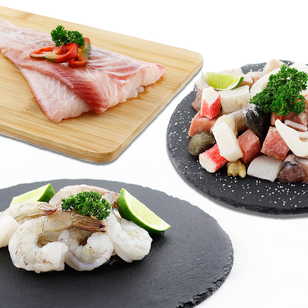 Combo Mar y Sabores (camarón blanco + congrio + mariscada)