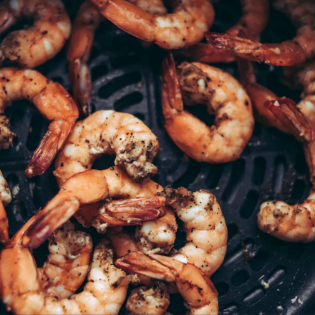 camarones cocinado al aire o fritura al aire